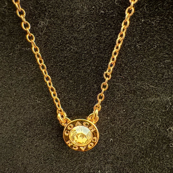 Coach Open Circle Rose Gold Necklace with Tea Rose Earrings - Picture 2 of 6